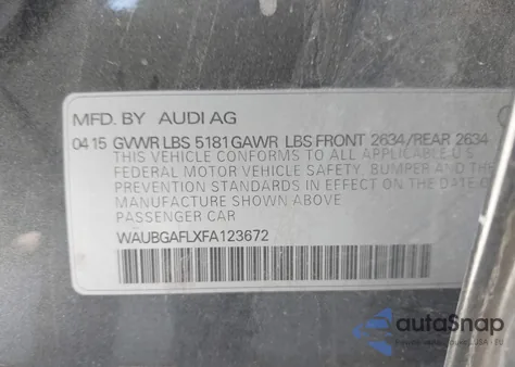 2015 Audi S4 3.0T Premium Plus from USA, damaged, VIN WAUBGAFLXFA123672